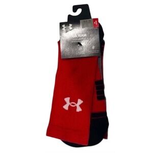 Under Armour UA Team Cushioned Crew Socks Red 1367820-600 Mens 8.5-13